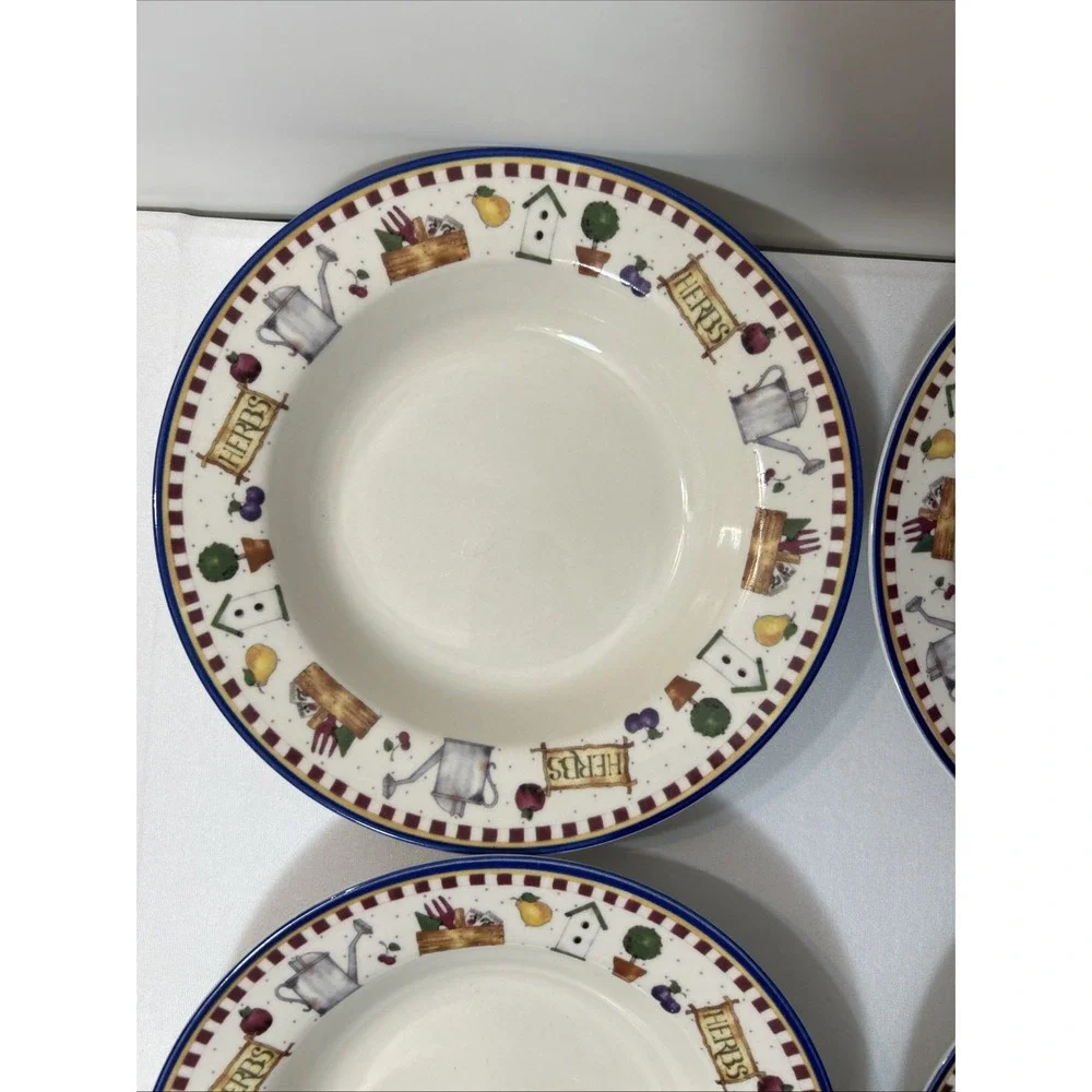 Cambridge Potteries Winters Garden Set of 4 Wide Rimmed Bowls Cottagecore Farm